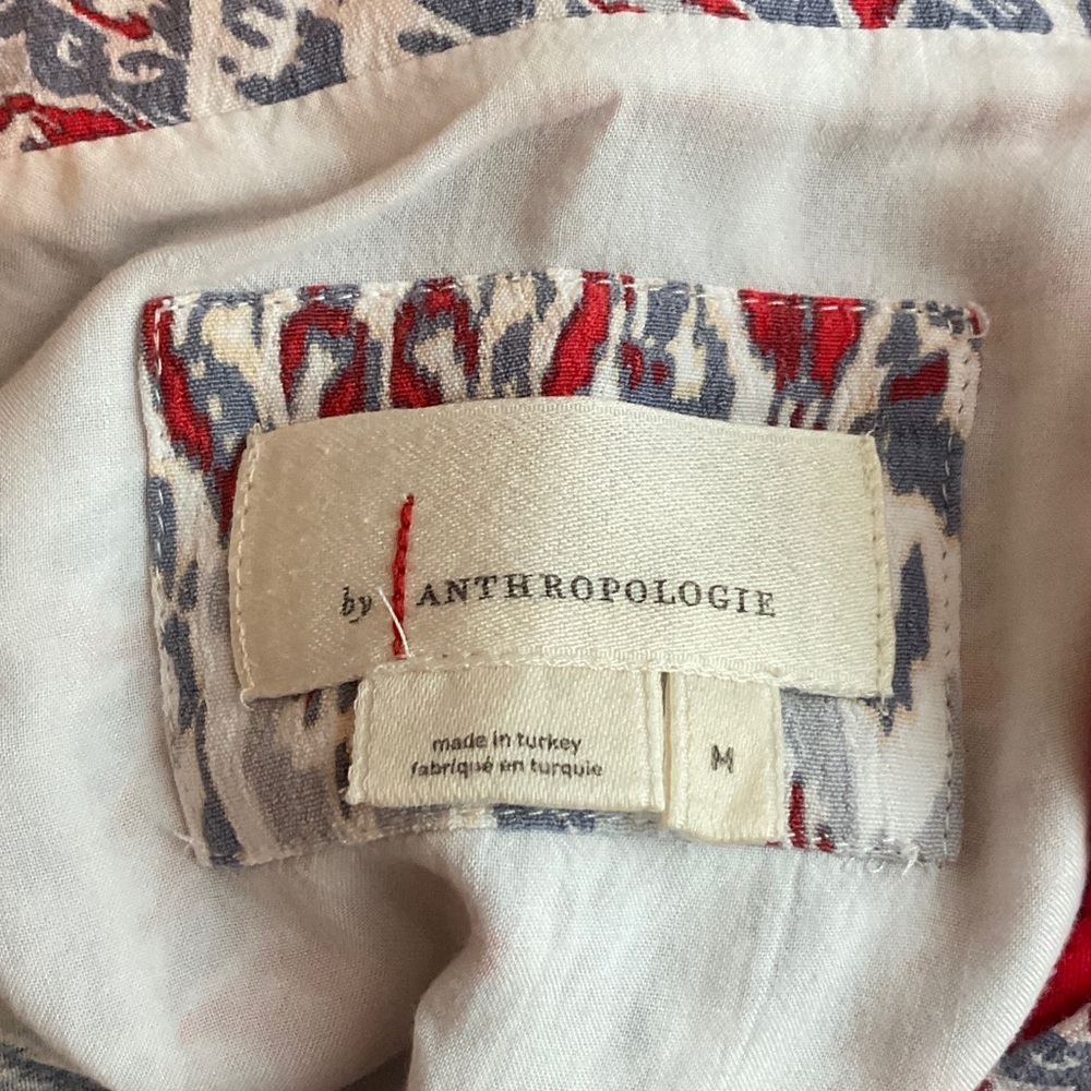 Anthropologie Red and Gray Patterned Fabric - Picture 2 of 3